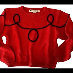 Vintage 90’s Chaus Red Crop Chunky Knit Sweater